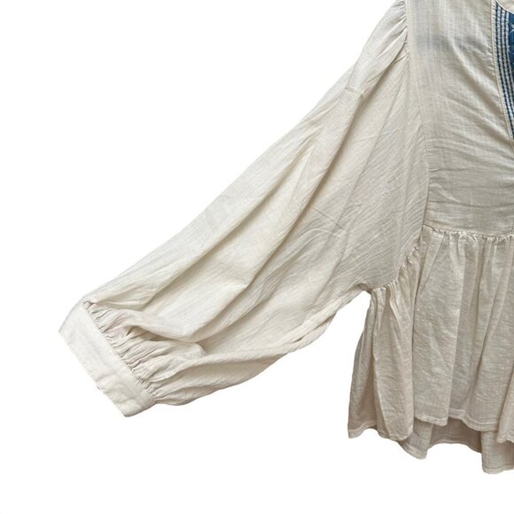NWOT Banana Republic Blouse Embroidered Babydoll Peplum Peasant Boho Large - Picture 5 of 8